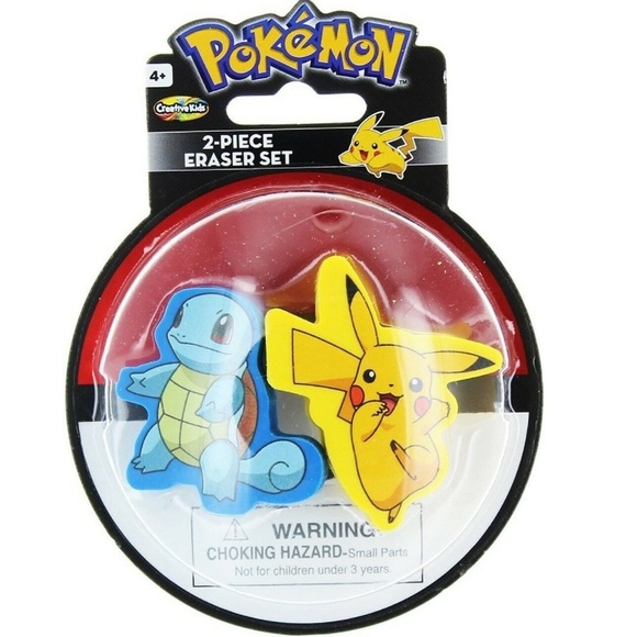 Creative Kids International Inc Other - Pokemon 2 Piece Eraser Set - Pikachu And Squirtle Creative Kids International Inc Other - Pokemon 2 Piece Eraser Set - Pikachu And Squirtle